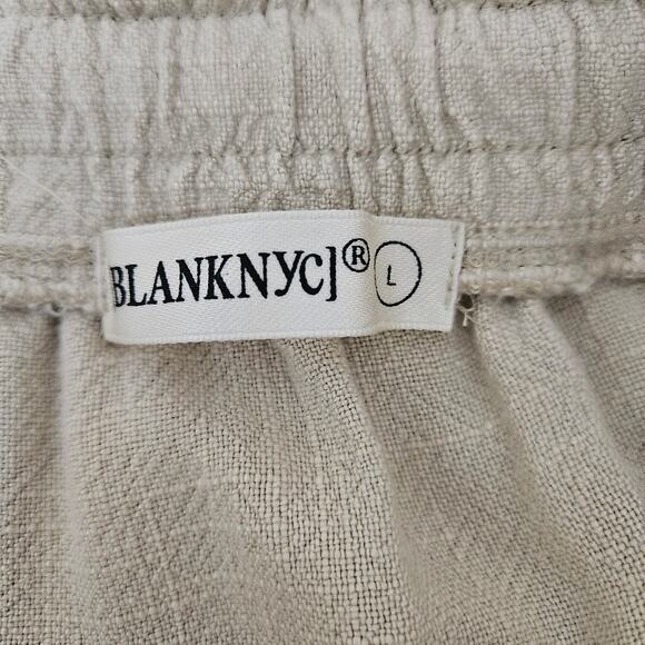 NWT BLANKNYC Ruffled Smocked Paperbag Elastic Waist Pull On Linen Jogger Pant L - Picture 11 of 12